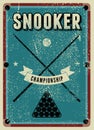 Snooker Championship typographical vintage grunge style poster design. Retro vector illustration. Royalty Free Stock Photo